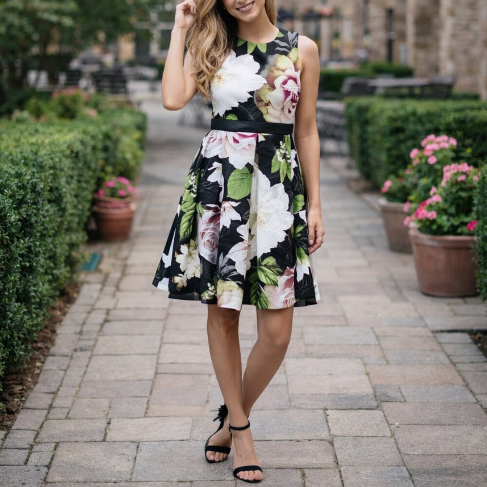 Danny & Nicole Floral Fit & Flare Dress Sleeveless Size 12 EUC
